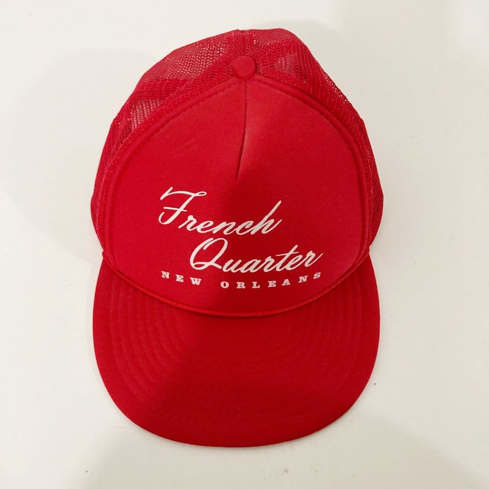 Vintage French Quarter Trucker Snap Back Mesh Hat Red Cord Nissin Cap - Picture 1 of 5